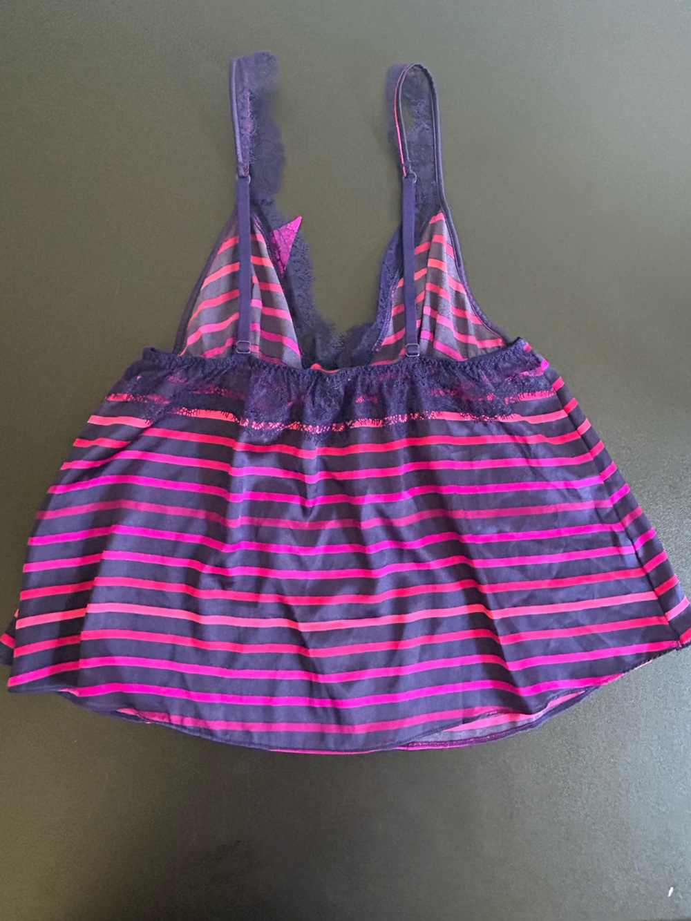VICTORIA SECRET SEXY LITTLE THINGS Striped Satin Baby Doll Lingerie Set VIBRANT - Picture 2 of 13